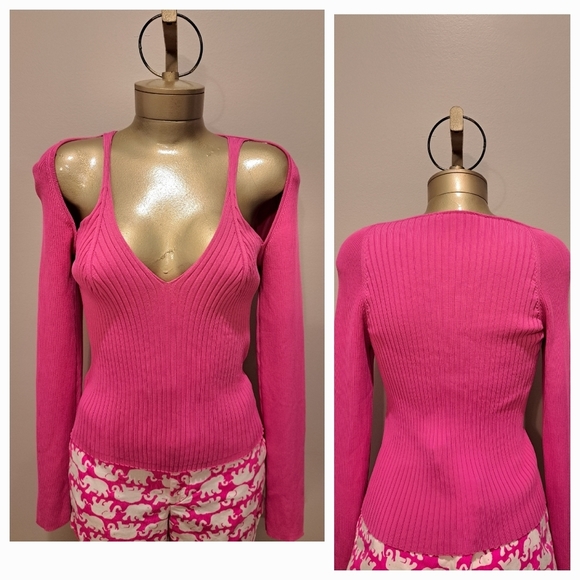 ASTR The Label Estepania Hot Pink Cut Out Shoulder Stretch Sweater - Picture 2 of 7